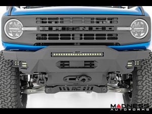 Ford Bronco Front Bumper - High Clearance - 20" Black Series Light Bar & Black Series Amber DRL Cubes Ford Bronco Front Bumper - High Clearance - 20" Black Series Light Bar & Black Series Amber DRL Cubes
